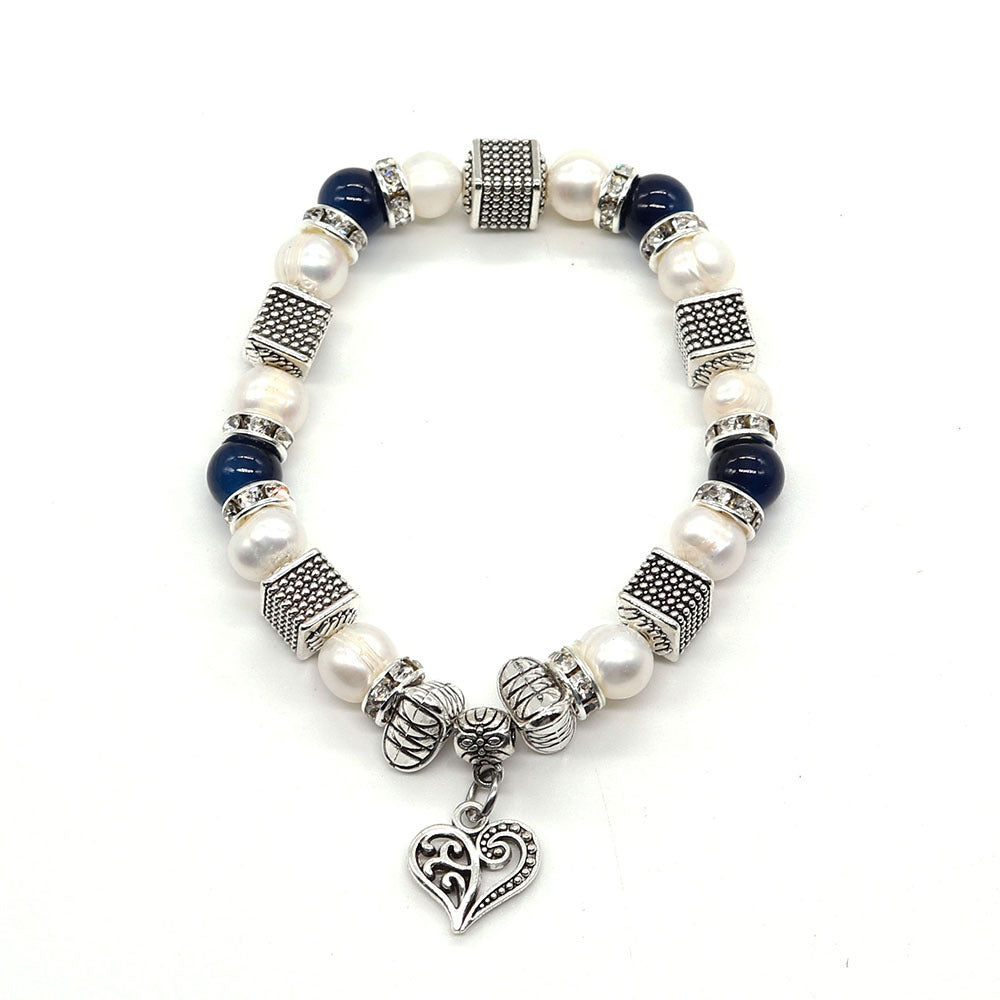 Wholesale Natural Pearl Zinc Alloy Beads Bracelet